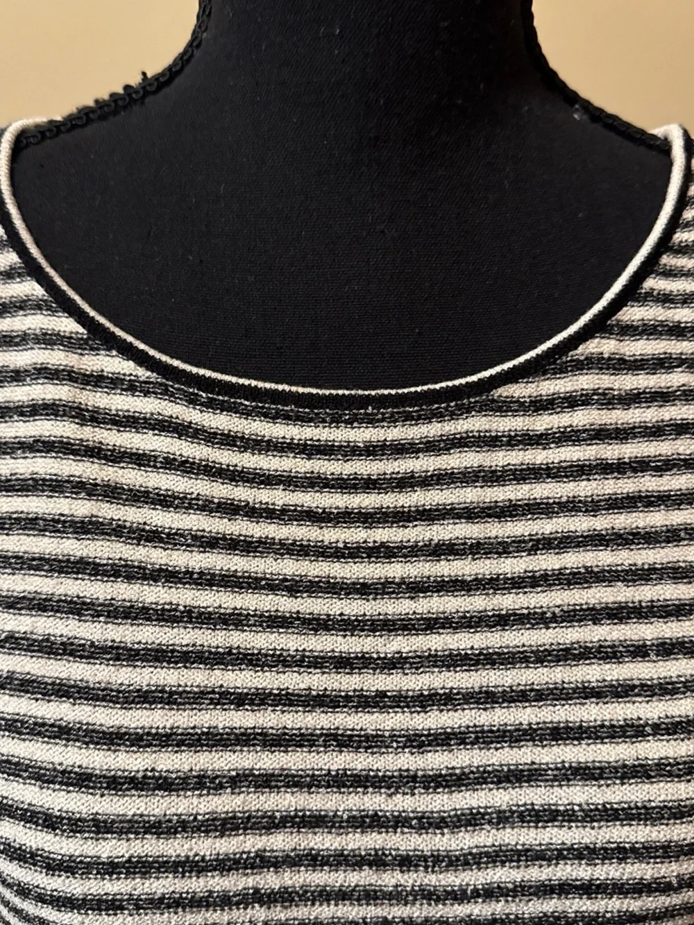J. Jill Black & White Striped Crewneck Sweater